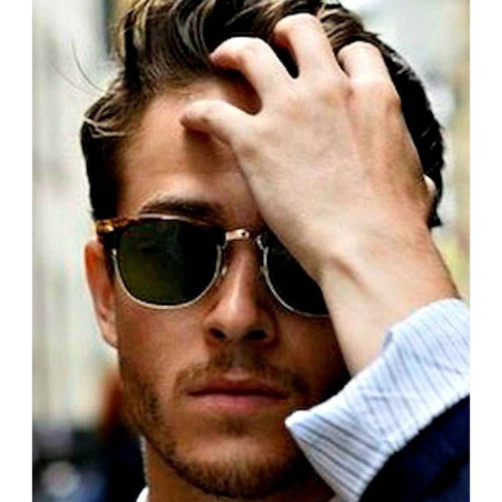 Black Lens Retro Men Square Sunglasses Brown